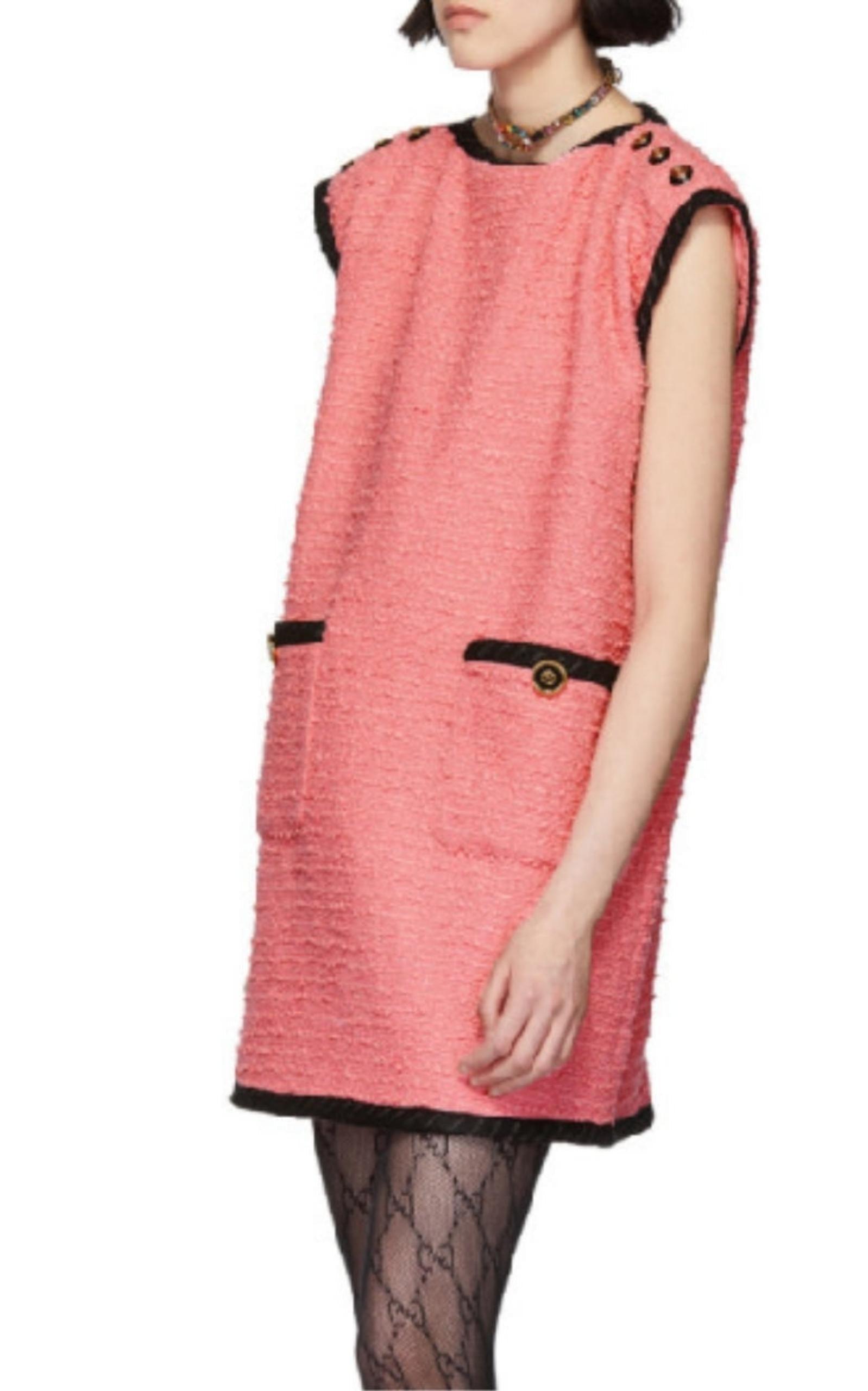  GucciWool Blend Pink Shift Dress - Runway Catalog