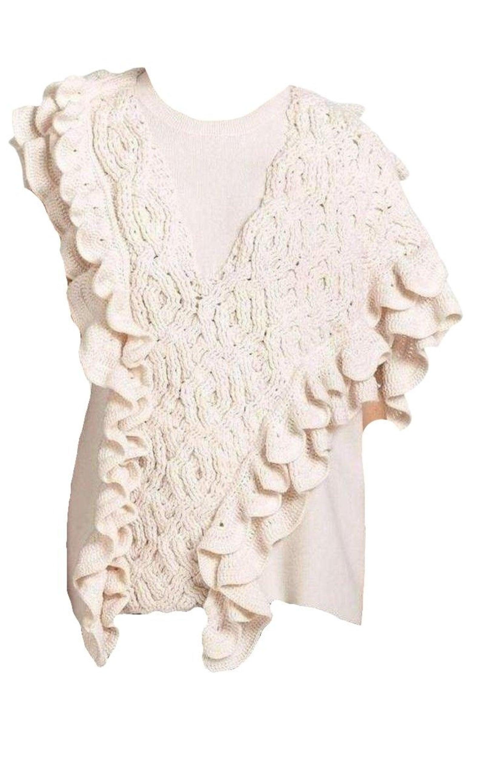  Phillip LimWool Crochet Ruffle Sleeveless Knit Sweater Vest - Runway Catalog