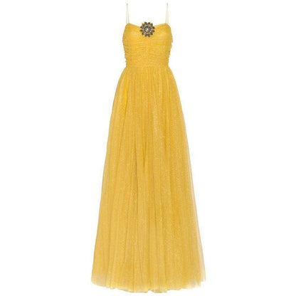 Gucci-Yellow Glitter Tulle Gown - Runway Catalog