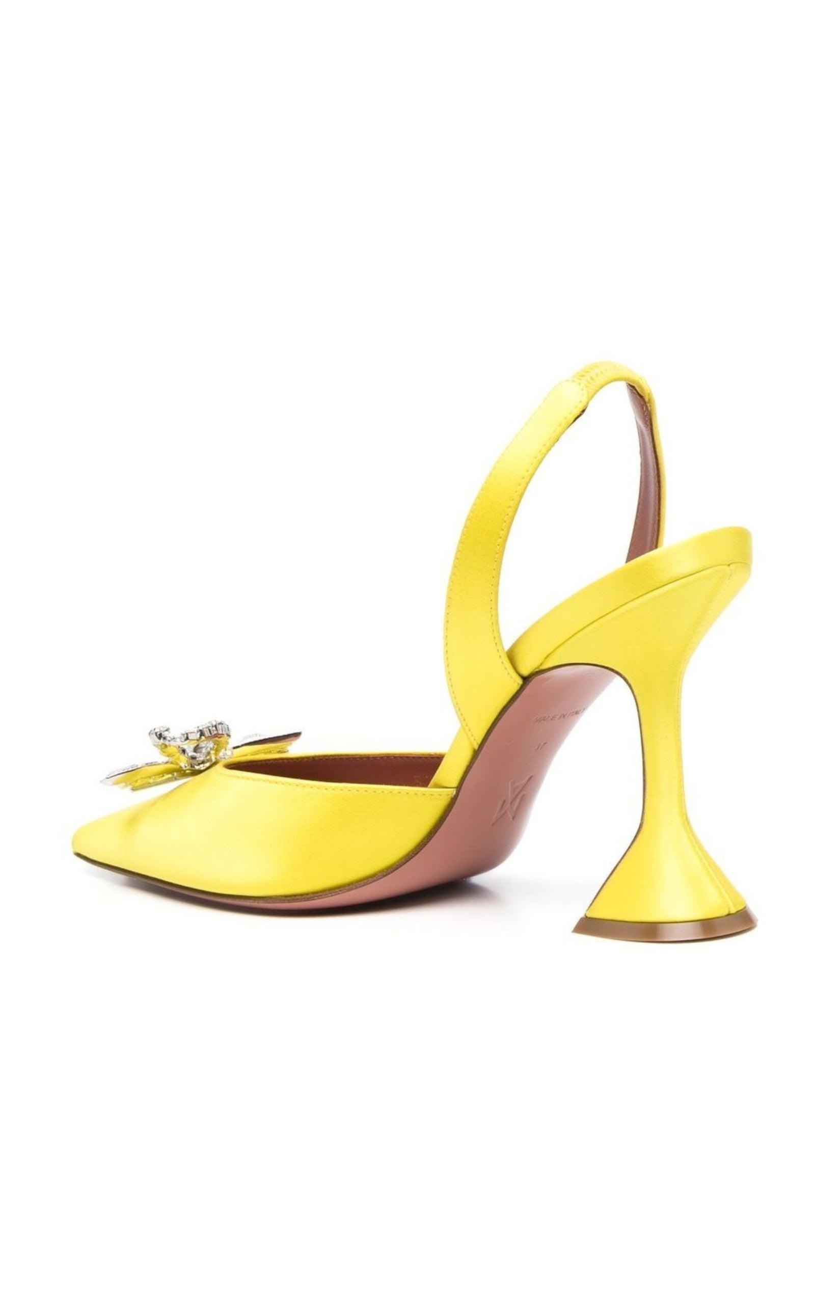 La_ Femme - Yellow Emily Slingback Court Shoes Heel: 3