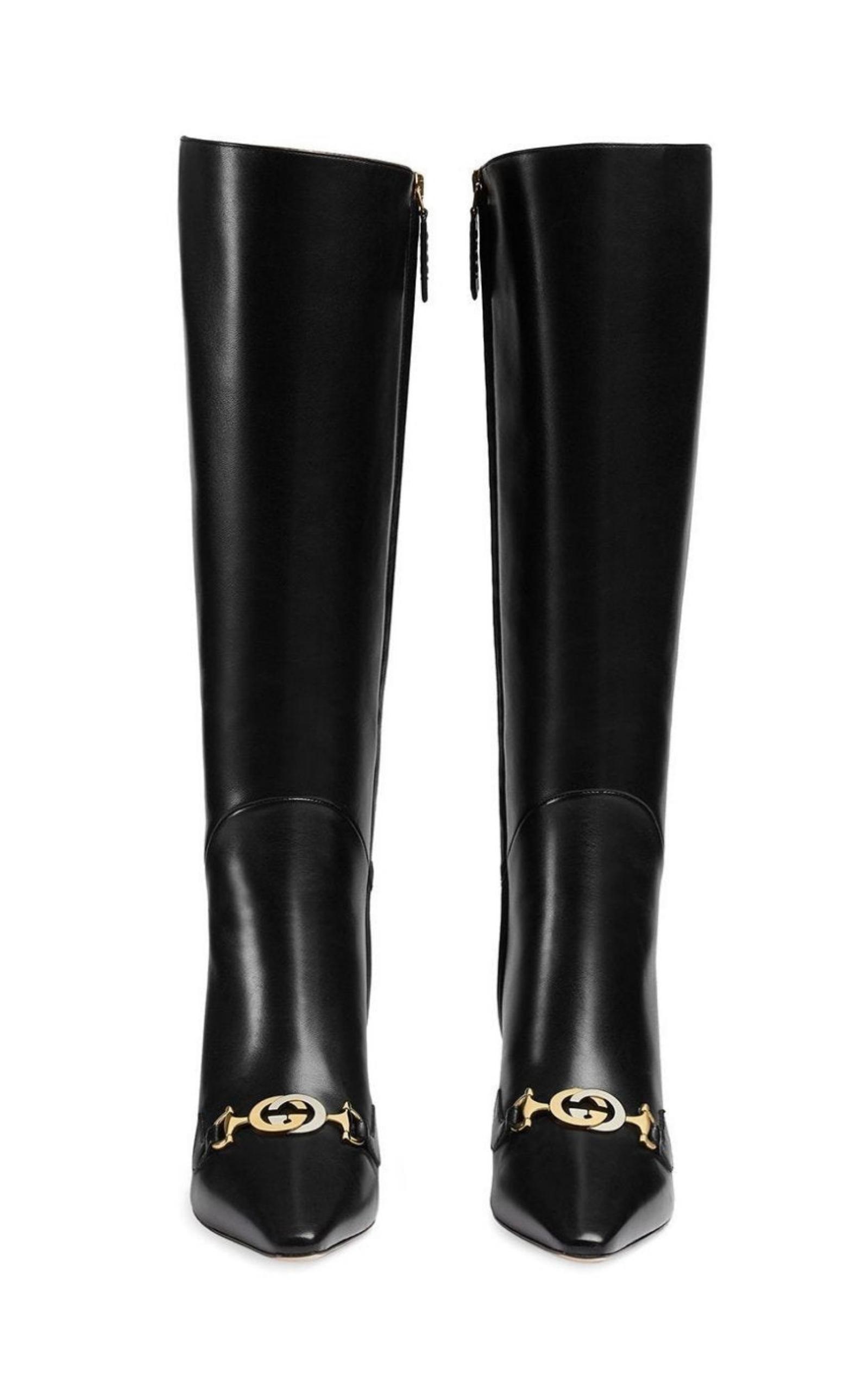 Sammenligning nyse Fordi Gucci Zumi Black Leather High Boots | Runway Catalog