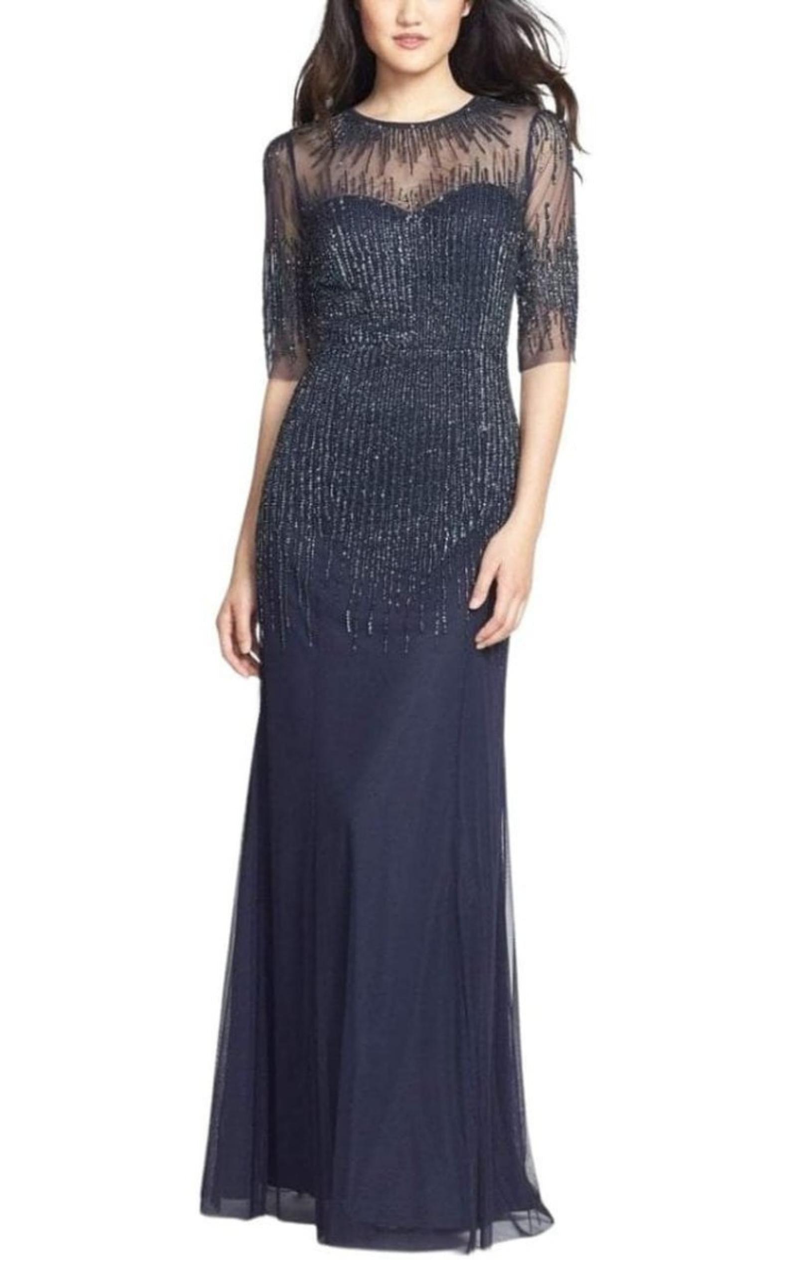 Embellished Illusion Jewel Sheath Gown Adrianna Papell