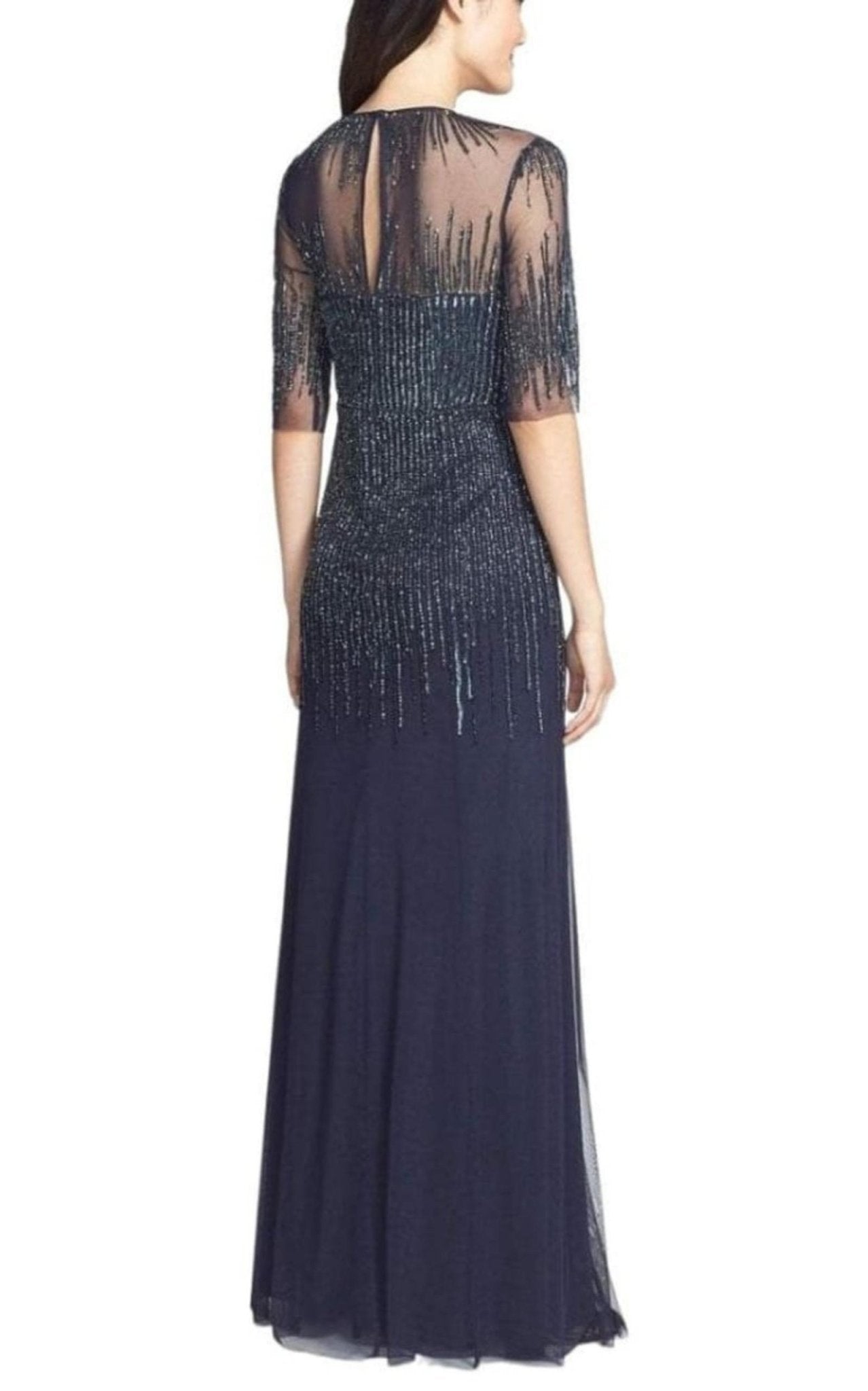 Adrianna Papell Embellished Illusion Jewel Sheath Gown - Runway Catalog