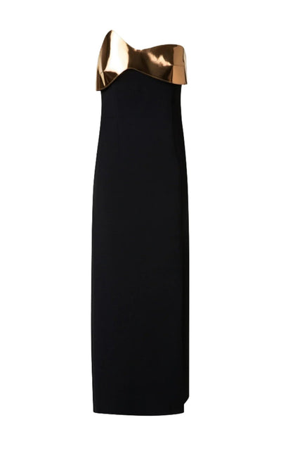 Akris Midi Cocktail Dress with Gold Leather Highlight - Runway Catalog