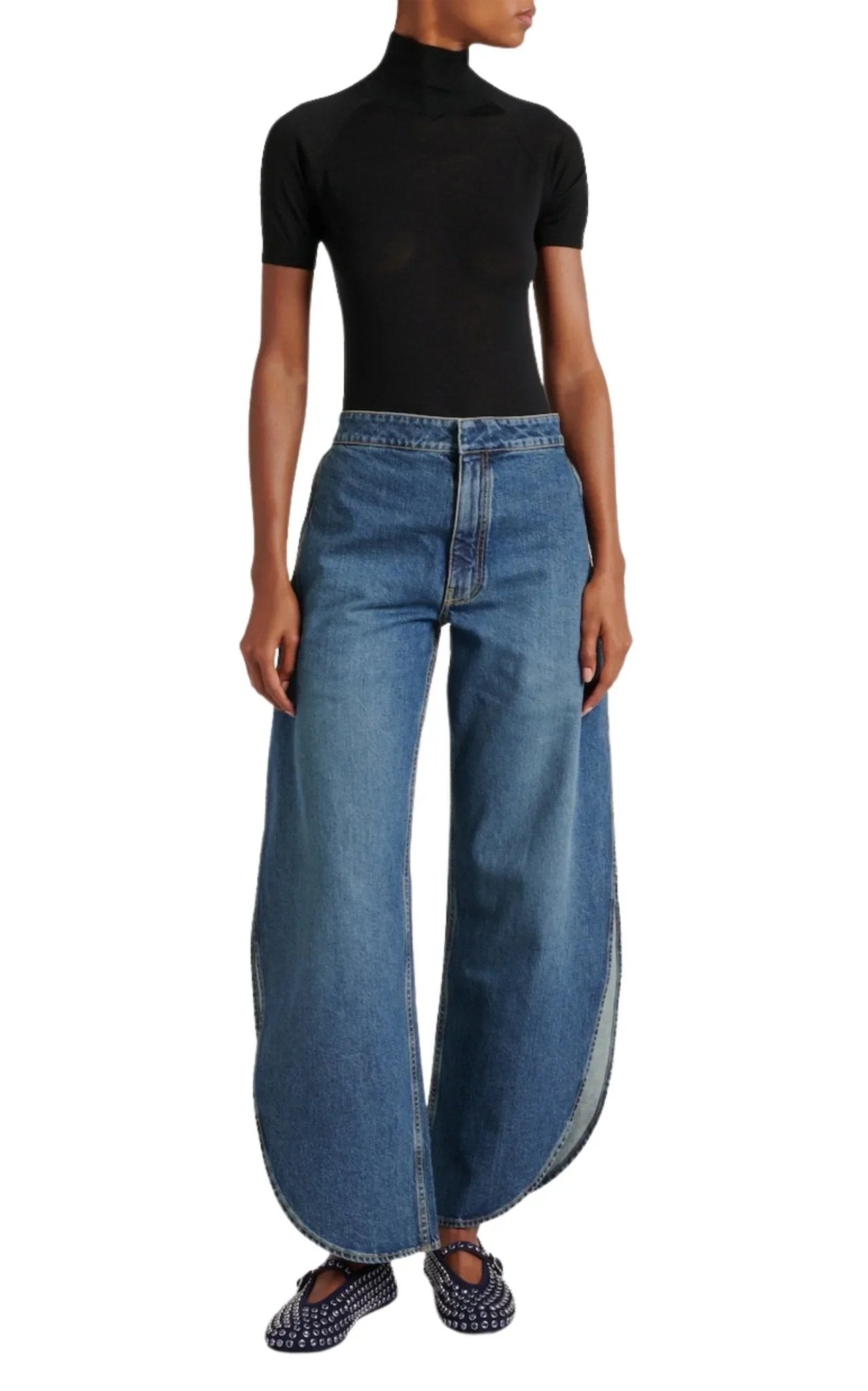 Alaïa Alaia Blue Embellished Suede Ballet Flats - Runway Catalog