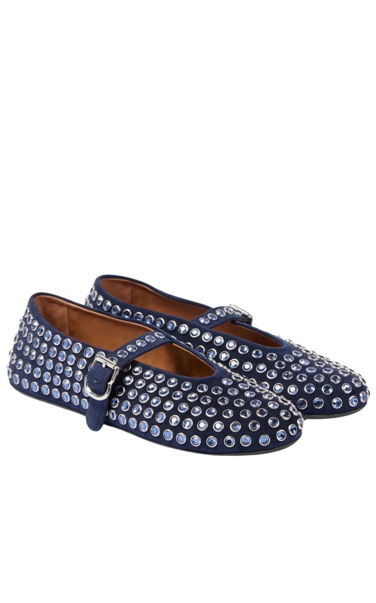 Alaïa Alaia Blue Embellished Suede Ballet Flats - Runway Catalog