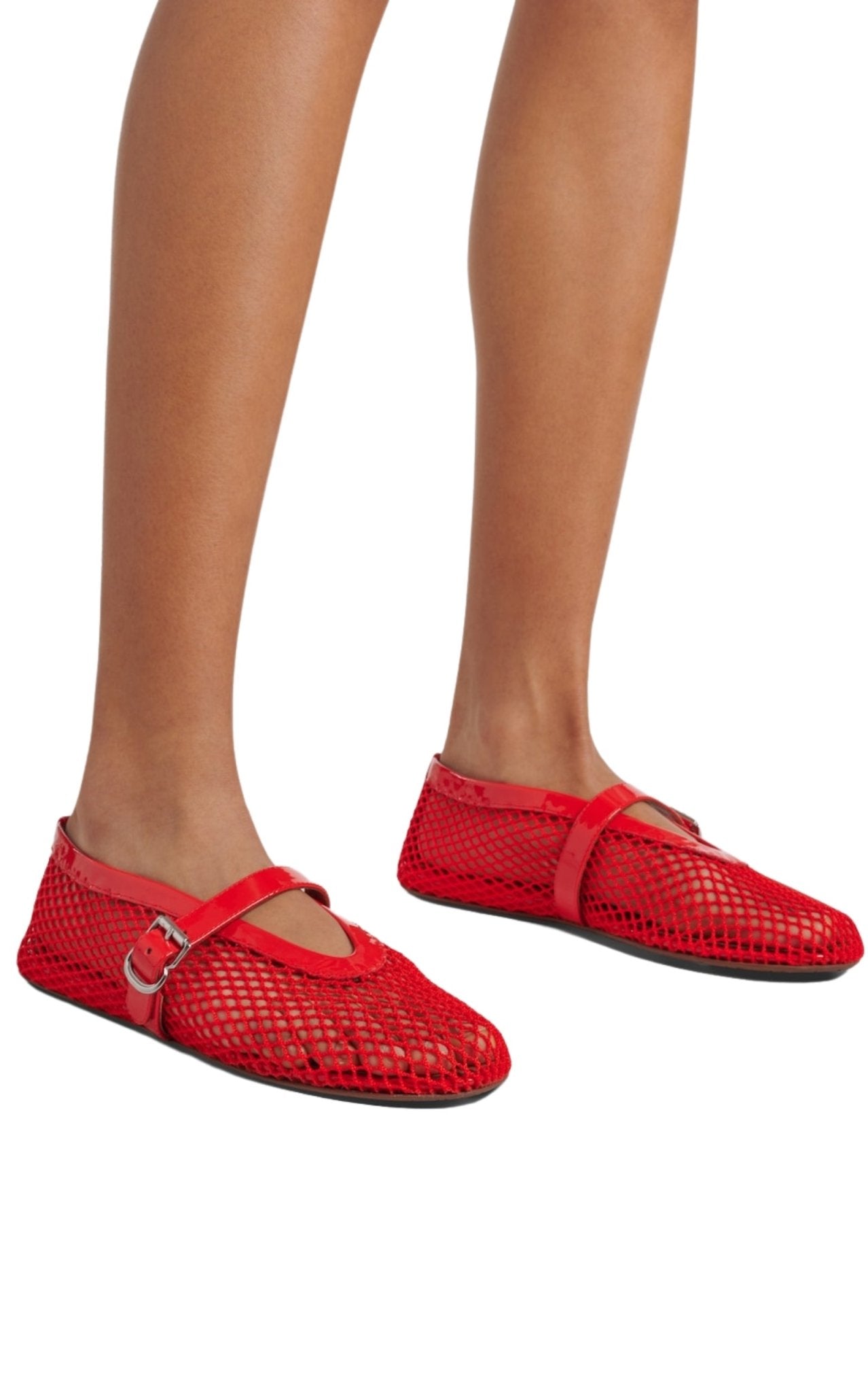 Alaïa Leather - trimmed Fishnet Ballet Flats - Runway Catalog
