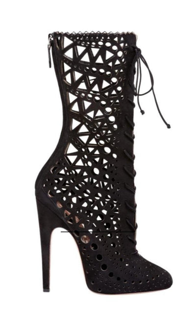 Alaïa Mid Calf Stiletto Boots - Runway Catalog
