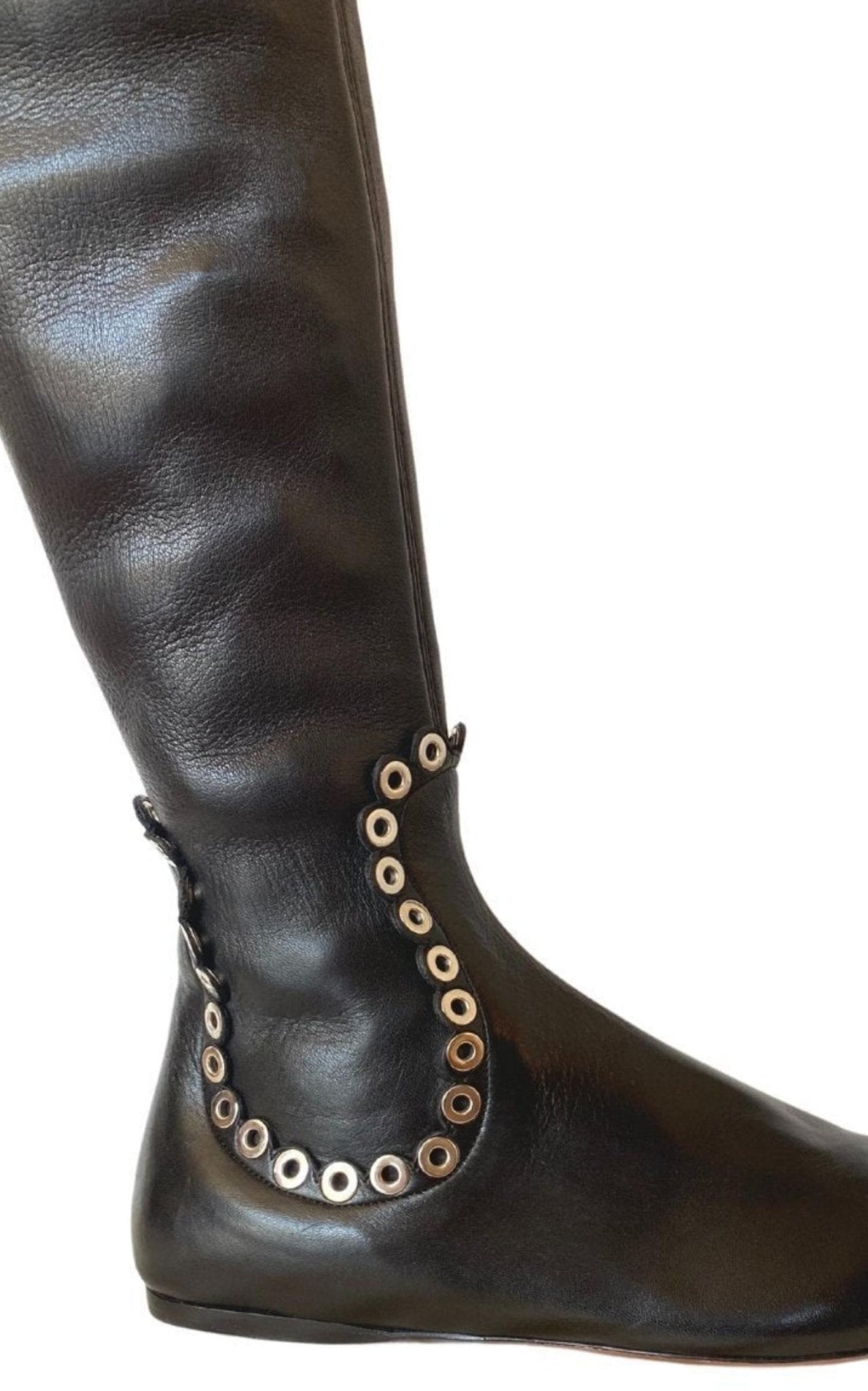 Alaïa Over Knee Studded Flat Boots - Runway Catalog