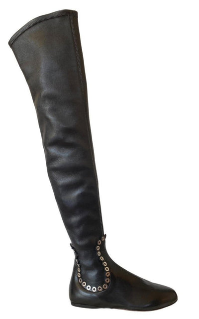 Alaïa Over Knee Studded Flat Boots - Runway Catalog