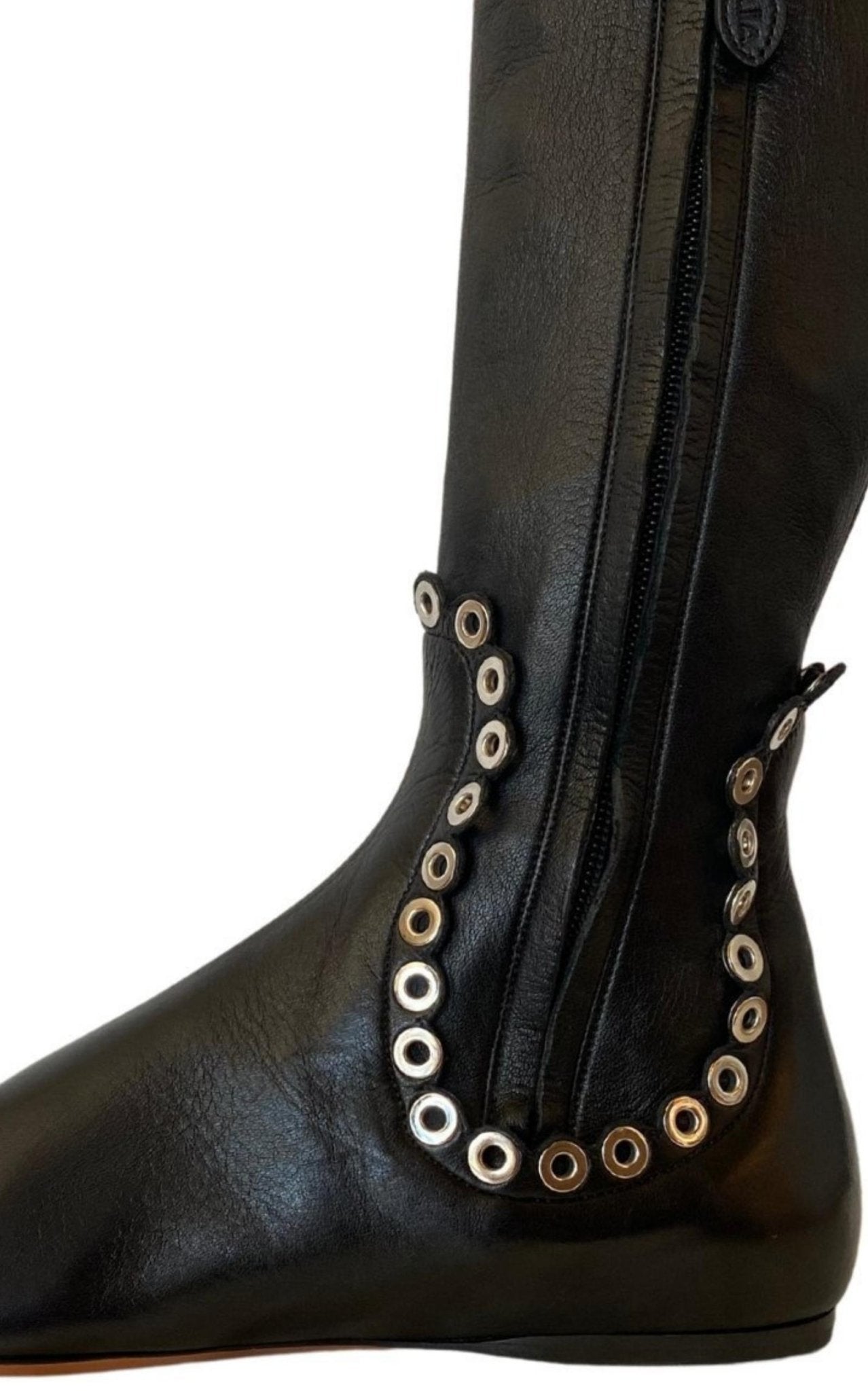 Alaïa Over Knee Studded Flat Boots - Runway Catalog
