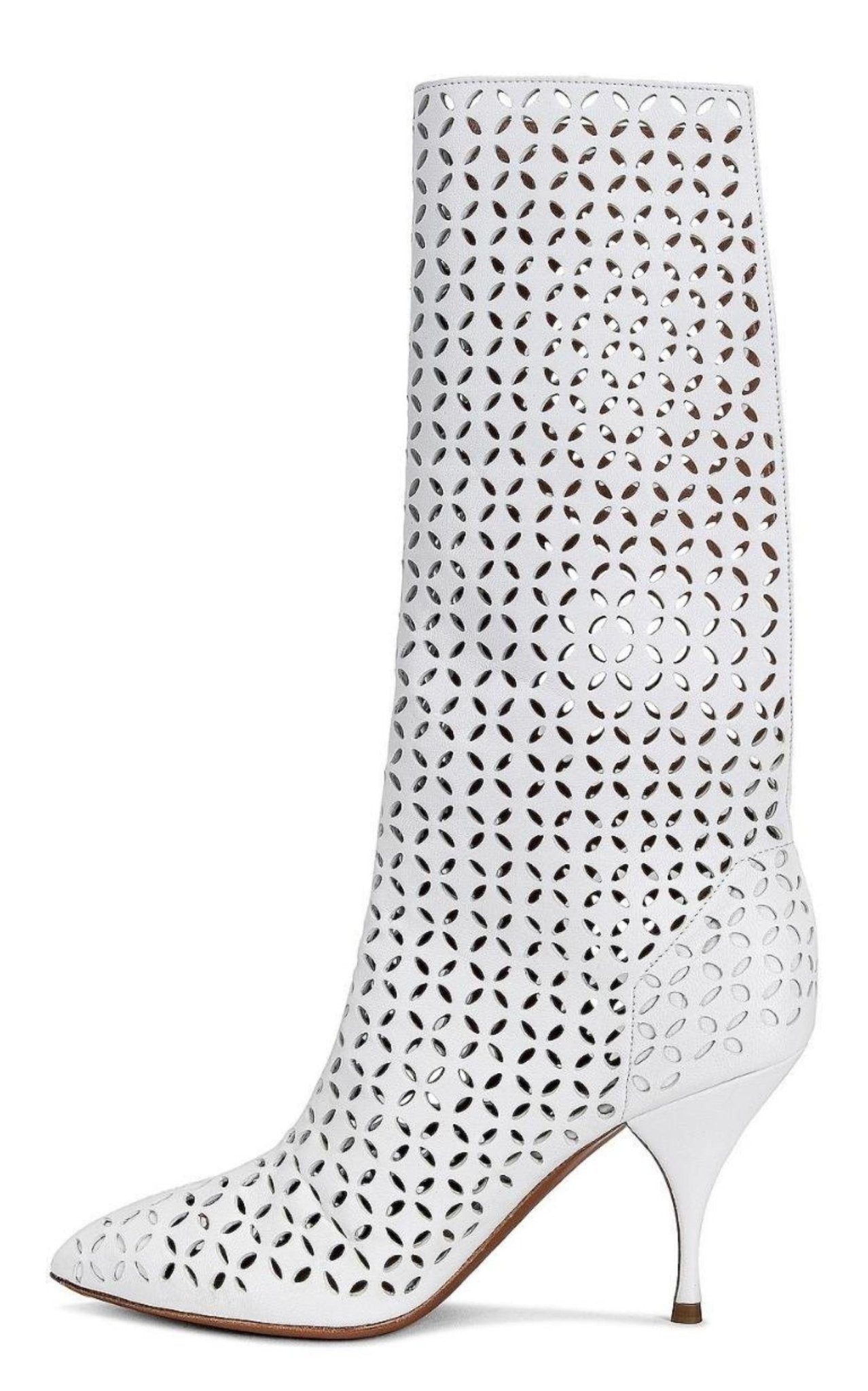 Alaïa Petal Perforated Knee Boots - Runway Catalog