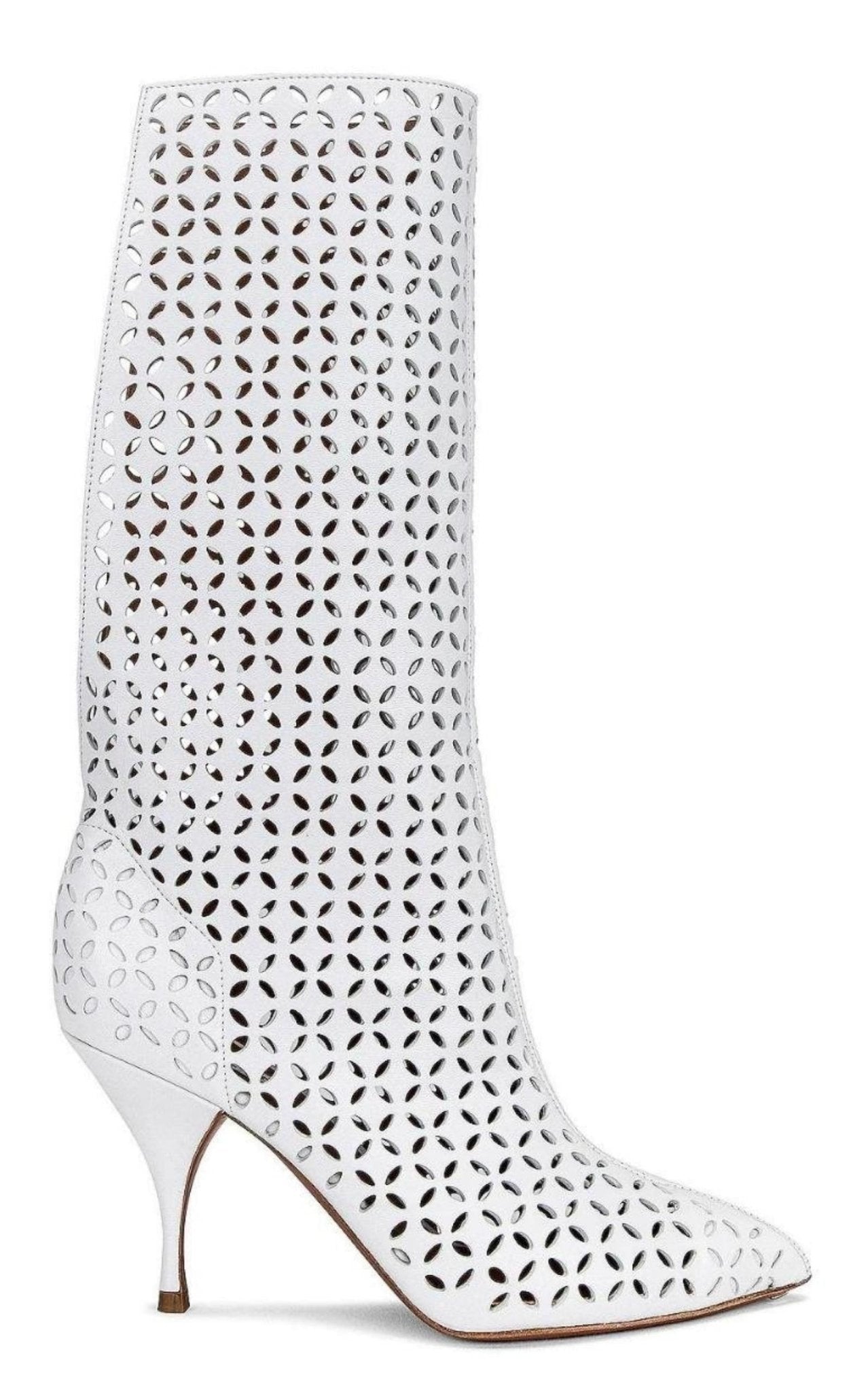 Alaïa Petal Perforated Knee Boots - Runway Catalog