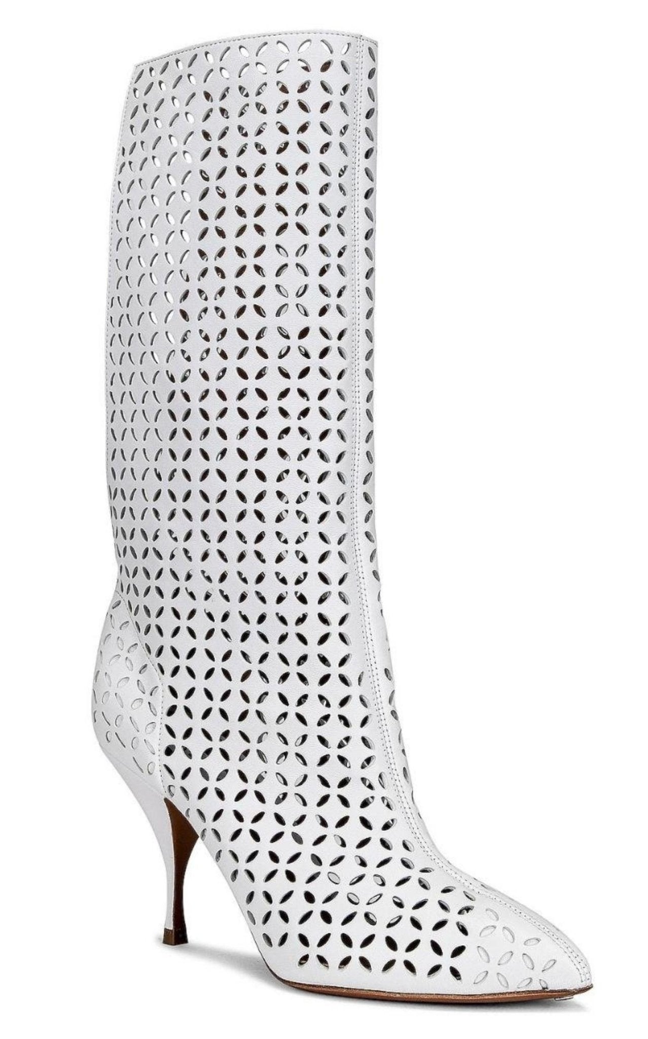 Alaïa Petal Perforated Knee Boots - Runway Catalog