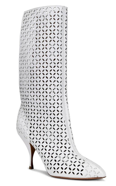 Alaïa Petal Perforated Knee Boots - Runway Catalog