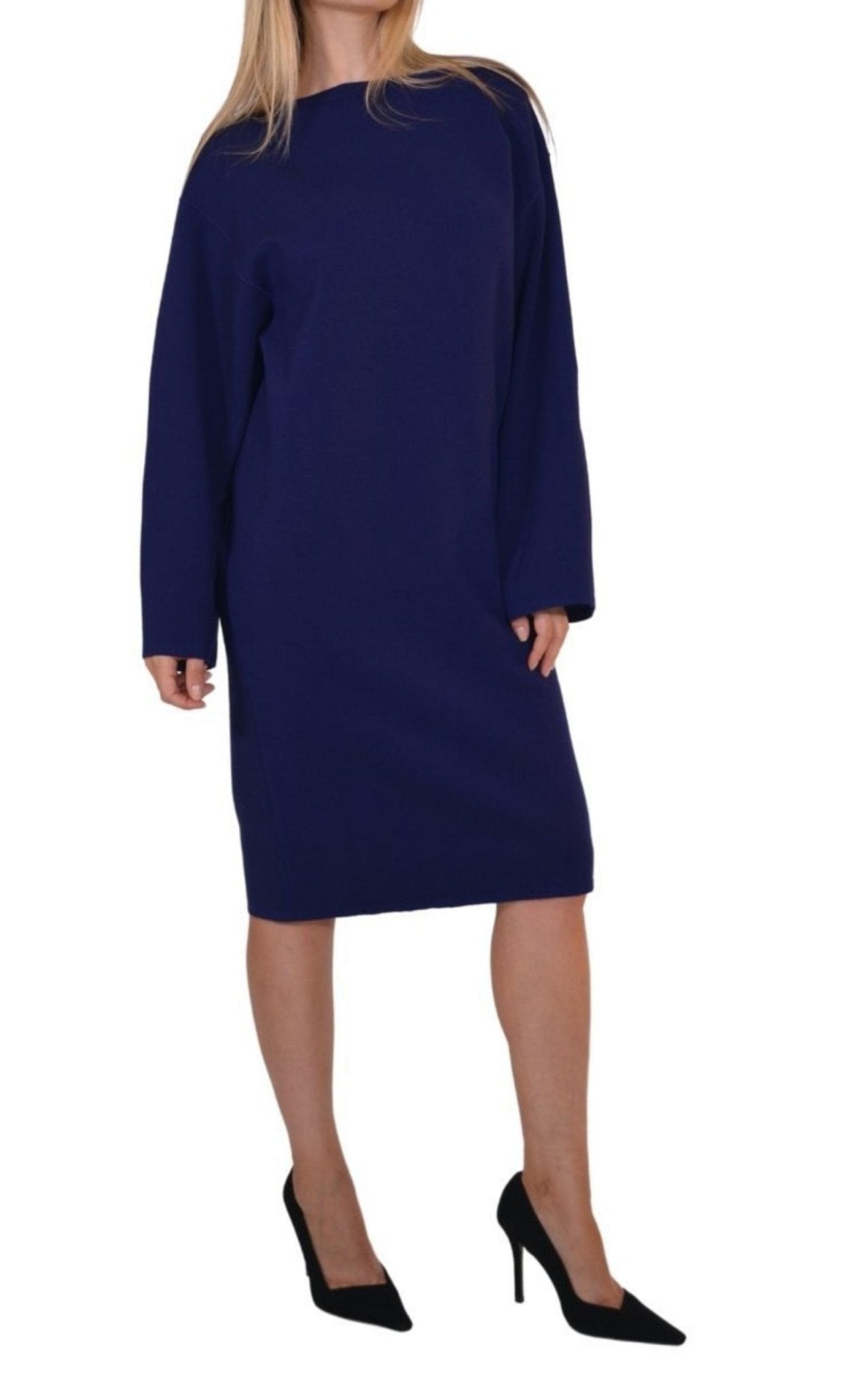 Alaïa Purple Wool Midi Dolman Long Sleeve Dress - Runway Catalog