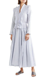 Ruffled Striped Cotton Maxi Dress Alaïa