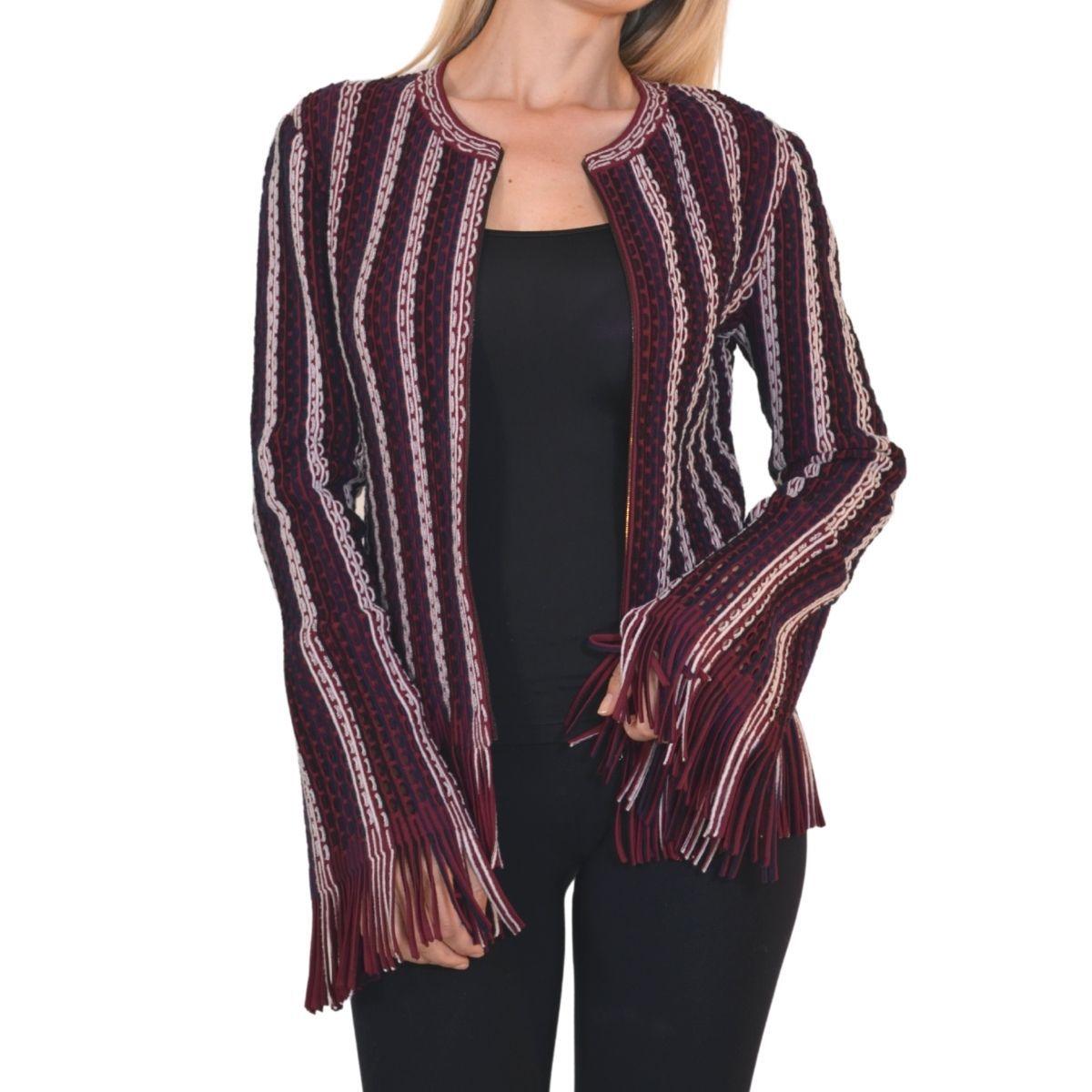 Alaïa Seamed Knit Moto Fringe Jacket - Runway Catalog
