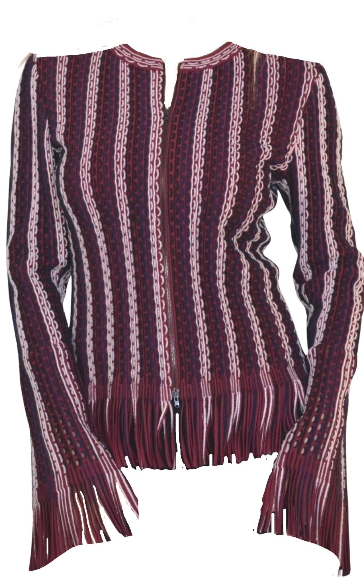 Alaïa Seamed Knit Moto Fringe Jacket - Runway Catalog