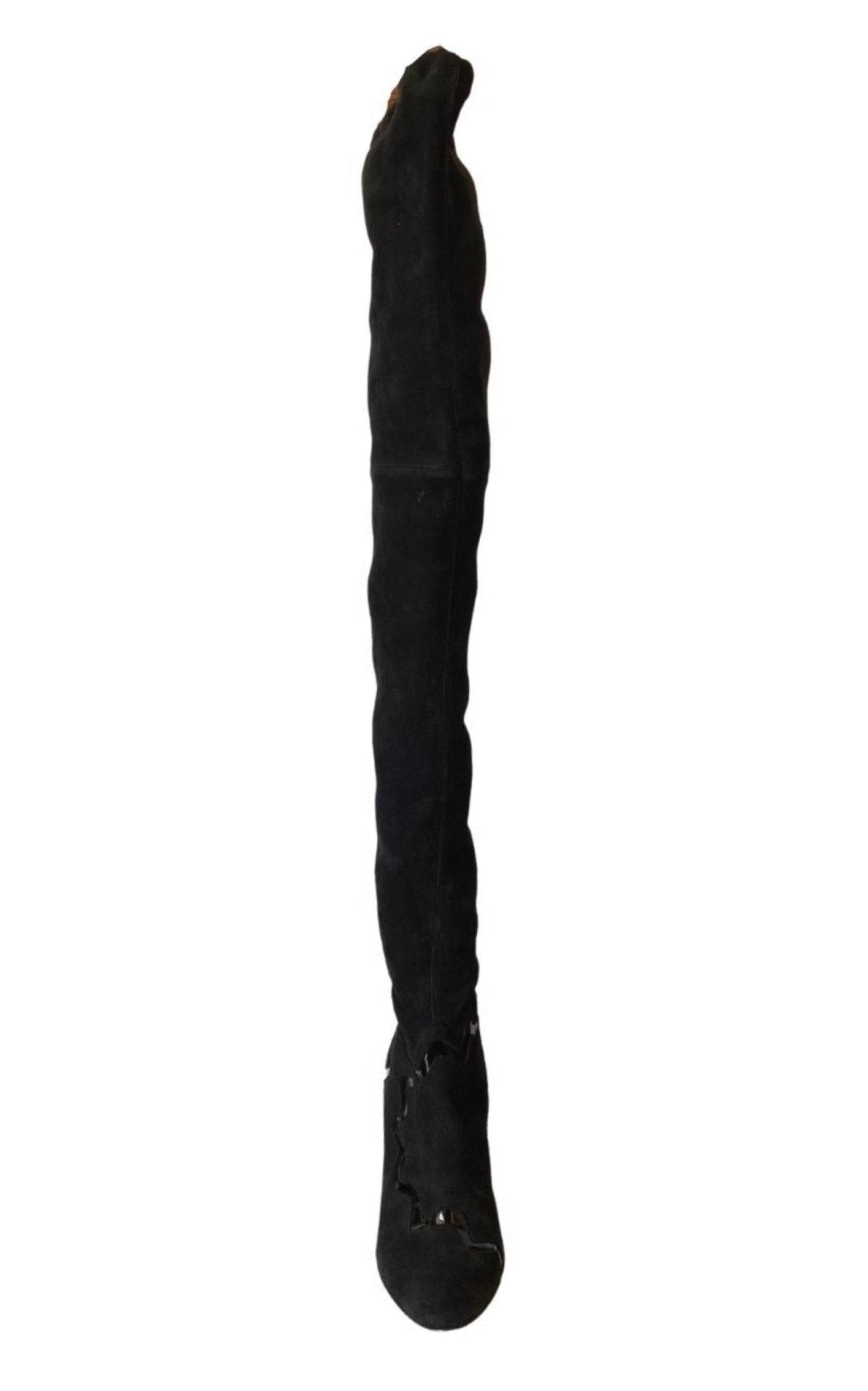 Alaïa Thigh High Black Leather Studded Boots - Runway Catalog