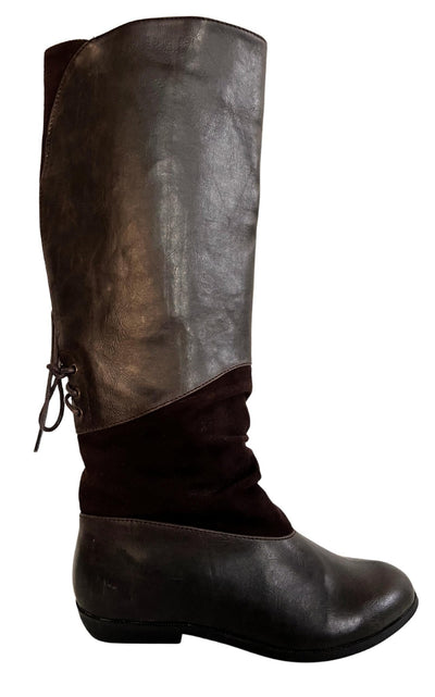 ALDO Brown Leather Riding Boots - Runway Catalog