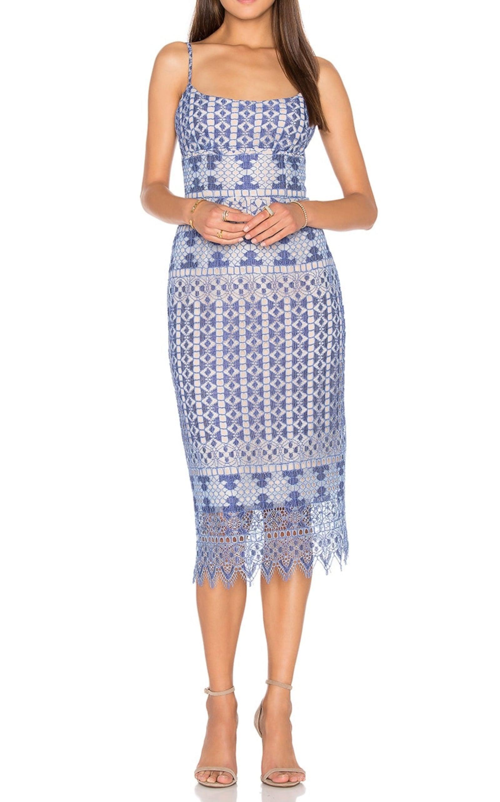 Alese Geometric Lace Midi Dress