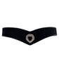 Black Leather and Velvet Crystal Heart Belt Alessandra Rich