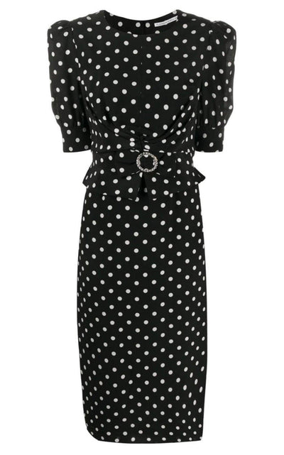 Black Polka Dot Fitted Silk Dress Alessandra Rich