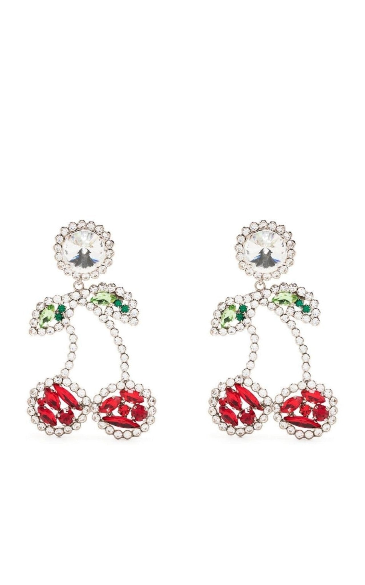 Alessandra Rich Cherry Crystal Clip - On Earrings - Runway Catalog