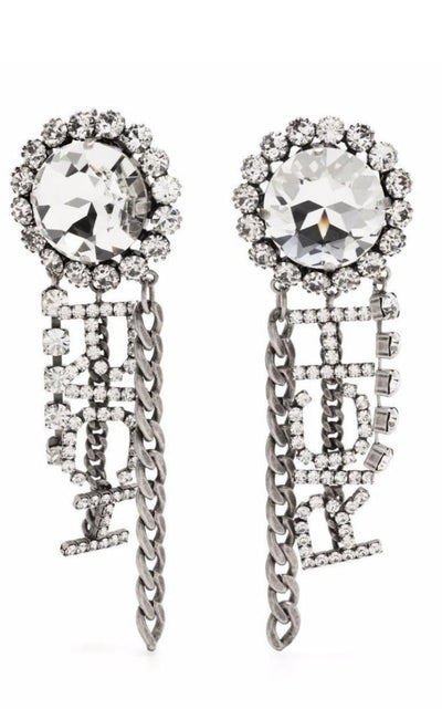 Alessandra Rich Crystal Chain Earrings - Runway Catalog