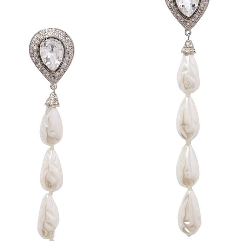 Alessandra Rich Crystal - embellished Pearl Clip - on Earrings - Runway Catalog