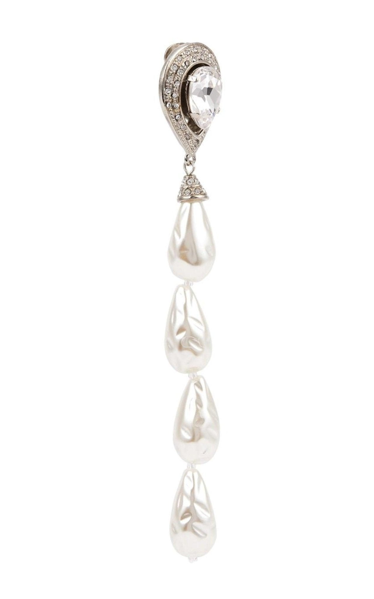 Alessandra Rich Crystal - embellished Pearl Clip - on Earrings - Runway Catalog
