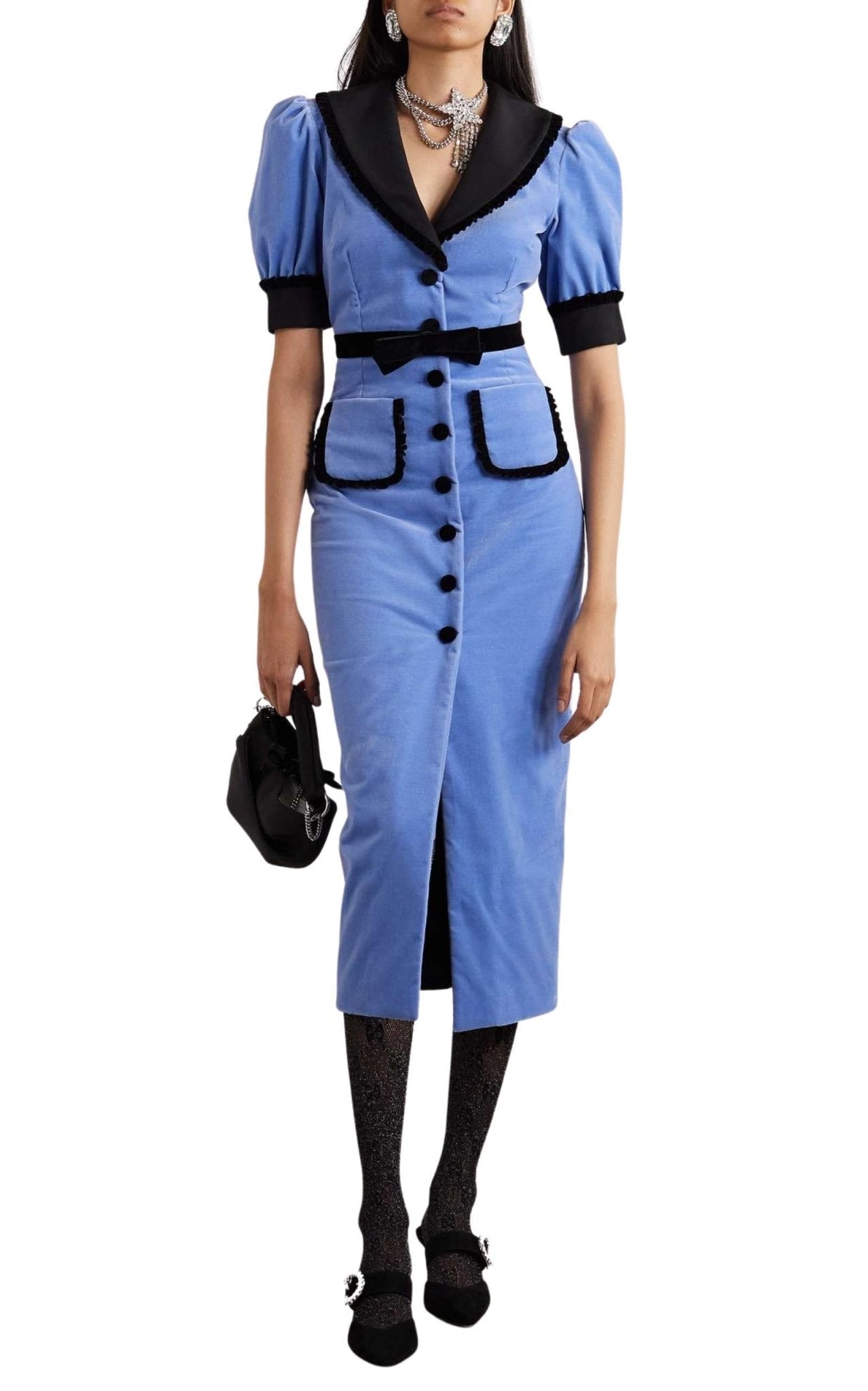 Alessandra Rich Fitted Velvet Dress - Runway Catalog