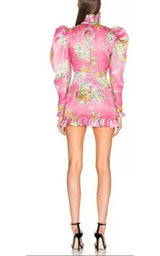 Floral Puff-Sleeve Silk Mini Dress Alessandra Rich