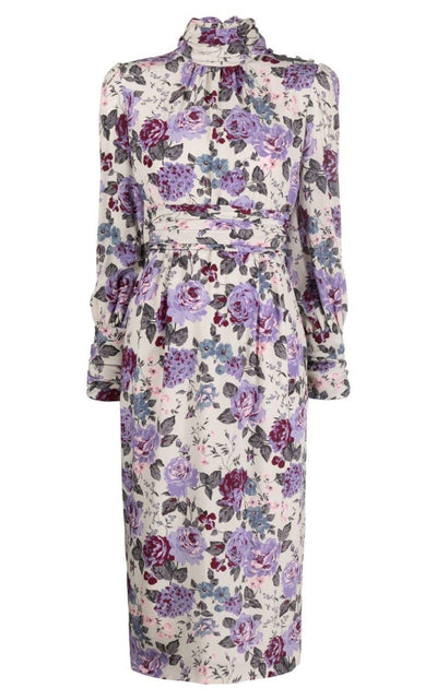 Alessandra Rich Floral Silk Midi Dress - Runway Catalog