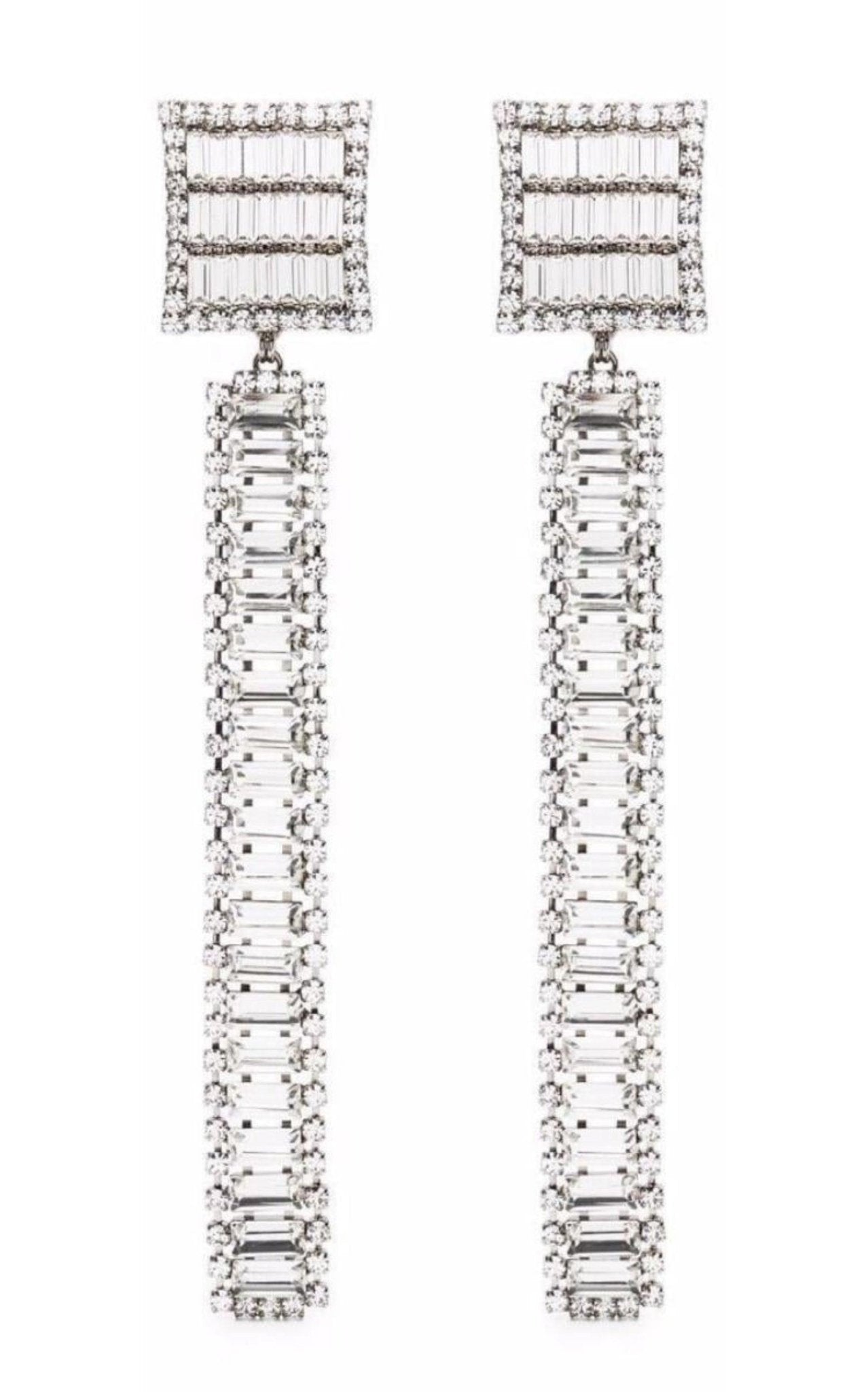 Alessandra Rich Long Crystal - embellished Earrings - Runway Catalog