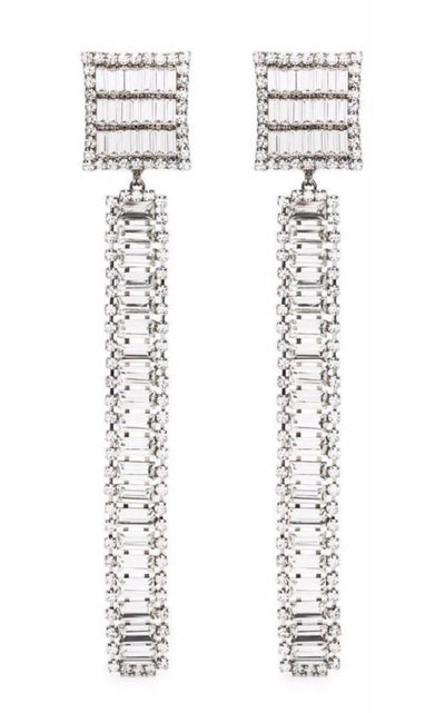 Alessandra Rich Long Crystal - embellished Earrings - Runway Catalog