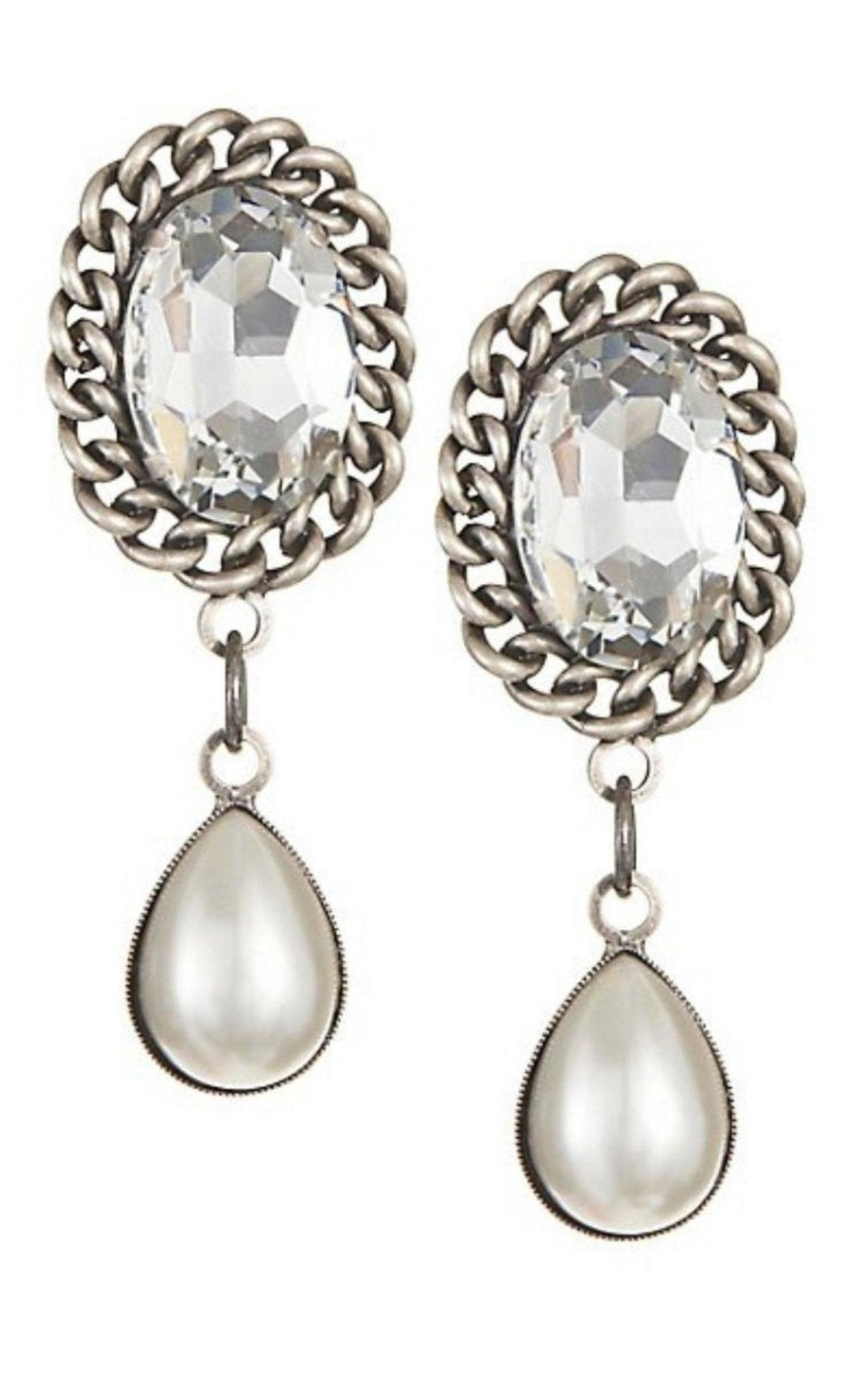 Alessandra Rich Pearl Drop Clip - On Earrings - Runway Catalog