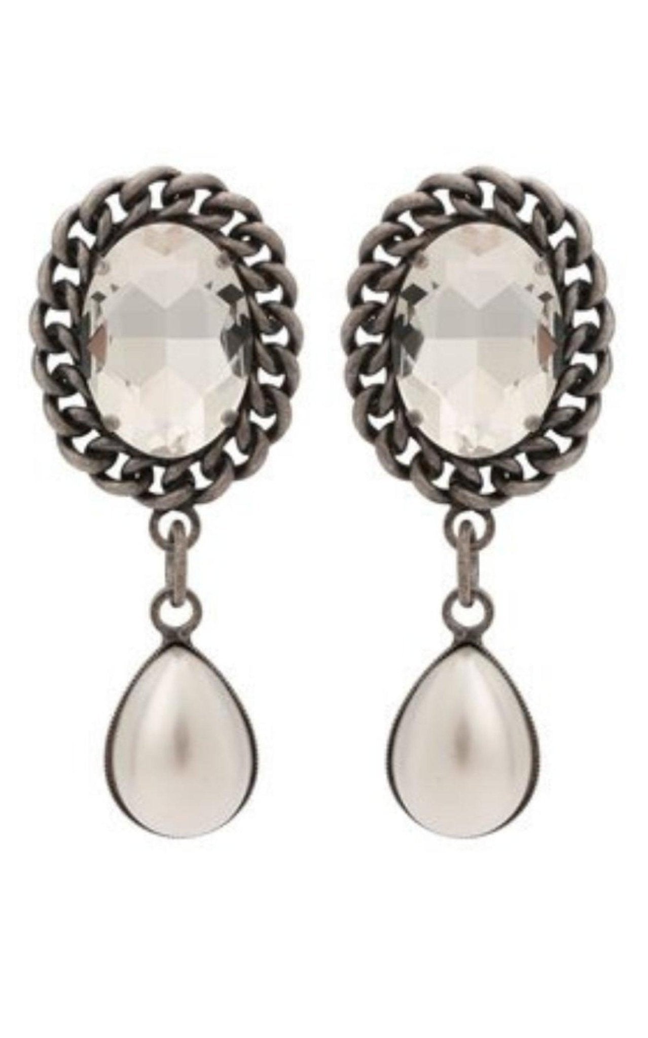 Alessandra Rich Pearl Drop Clip - On Earrings - Runway Catalog