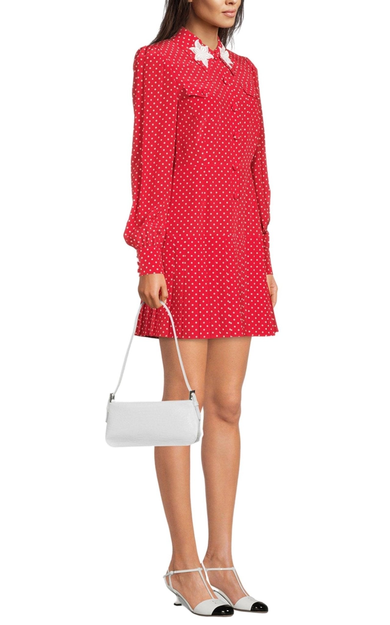 Alessandra Rich Polka Dot Print Silk Shirt Dress - Runway Catalog