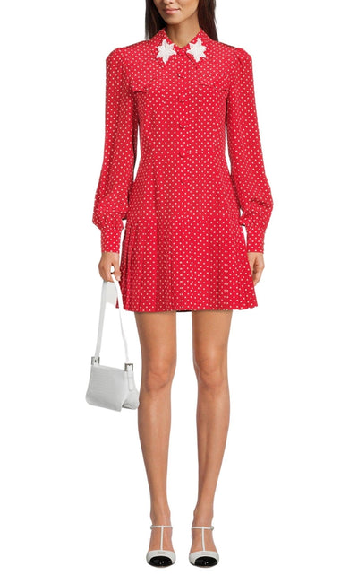Alessandra Rich Polka Dot Print Silk Shirt Dress - Runway Catalog