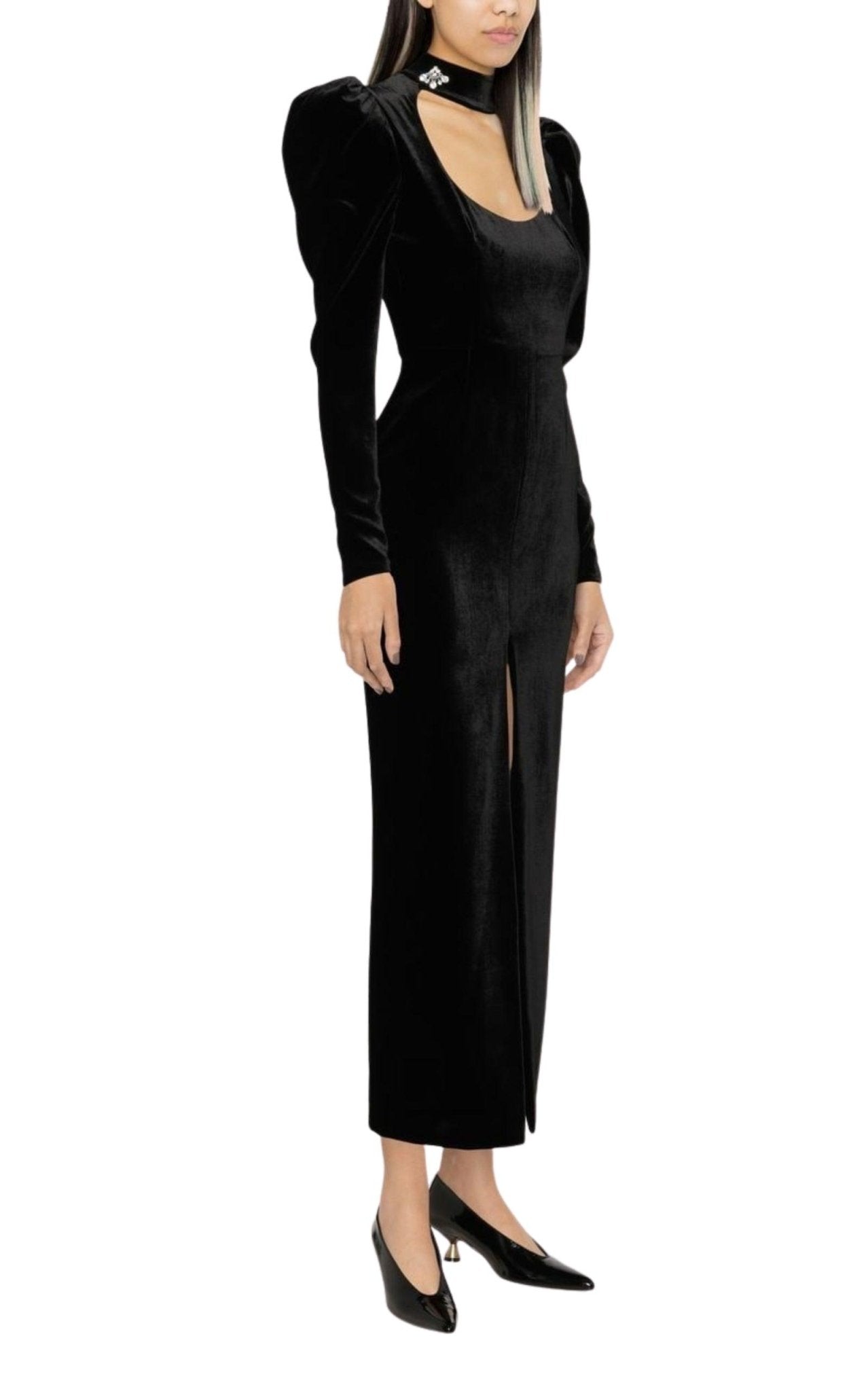 Alessandra Rich Puff - Shoulders Velvet Gown - Runway Catalog