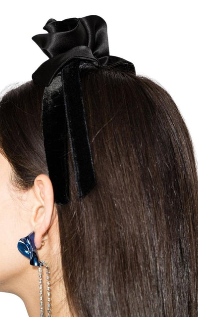 Alessandra Rich Rose Appliqué Tie Headband - Runway Catalog