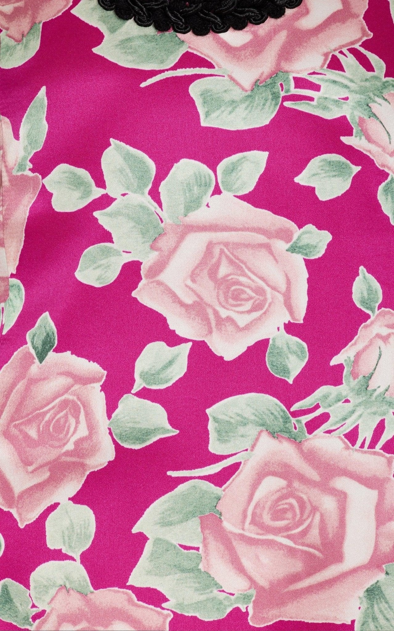 Alessandra Rich Rose - Print Silk Satin Mini Dress - Runway Catalog