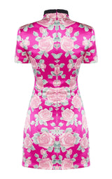 Rose-Print Silk Satin Mini Dress Alessandra Rich