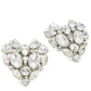 Silvertone Crystal Heart Stud Clip-On Earrings Alessandra Rich