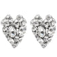 Silvertone Crystal Heart Stud Clip-On Earrings Alessandra Rich