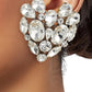 Silvertone Crystal Heart Stud Clip-On Earrings Alessandra Rich