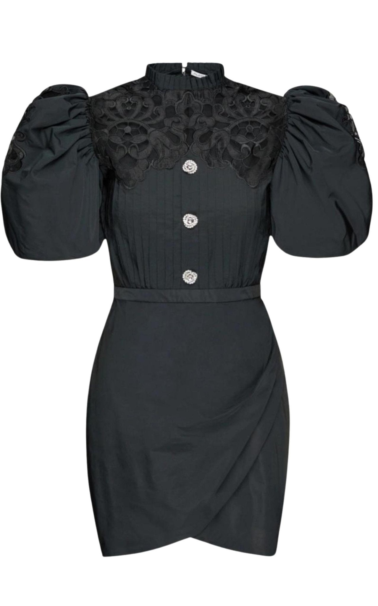 Alessandra Rich Taffeta Mini Dress with Lace - Runway Catalog