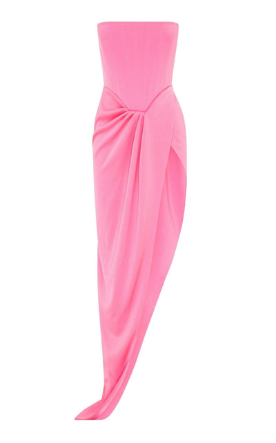 Alex Perry Ledger Satin - Crepe Pink Srapless Dress - Runway Catalog